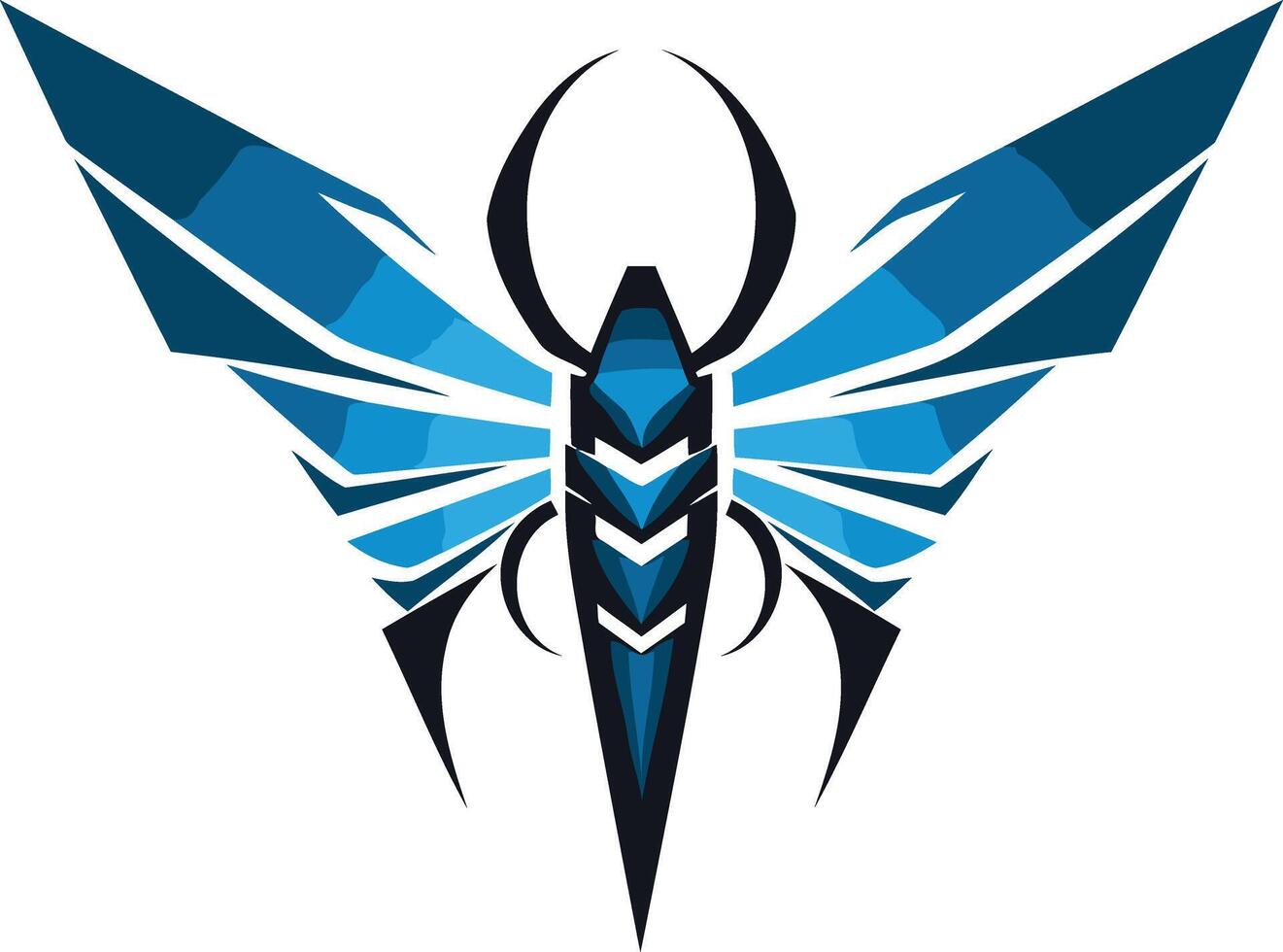 A stylized, abstract butterfly logo with sharp angles and a futuristic feel vector