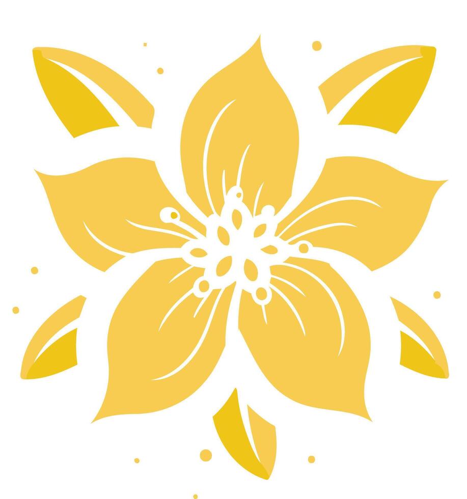 A simple, elegant floral logo design featuring a stylized yellow flower with leaves, perfect for branding and identity projects vector
