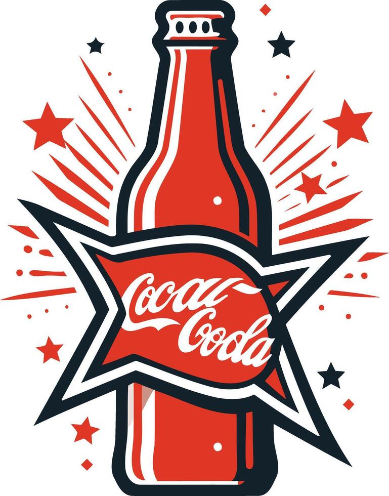 Coca Cola Bottle with a Starburst vector