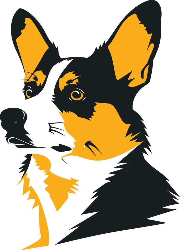 A simple yet striking illustration of a cardigan welsh corgi's head, perfect for pet-related designs, logos, or branding vector