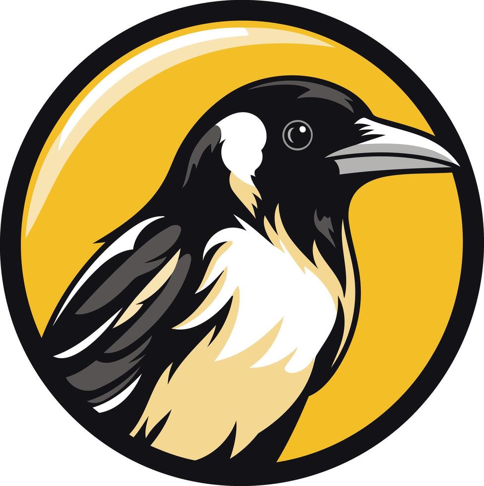 A bold and striking illustration of a magpie, perfect for branding, logos, and wildlife-themed designs vector
