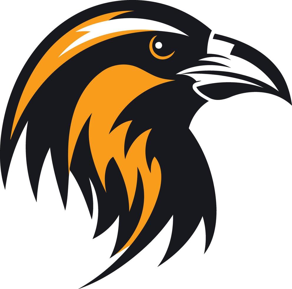 Powerful and stylized raven head logo design, perfect for branding or mascot use vector