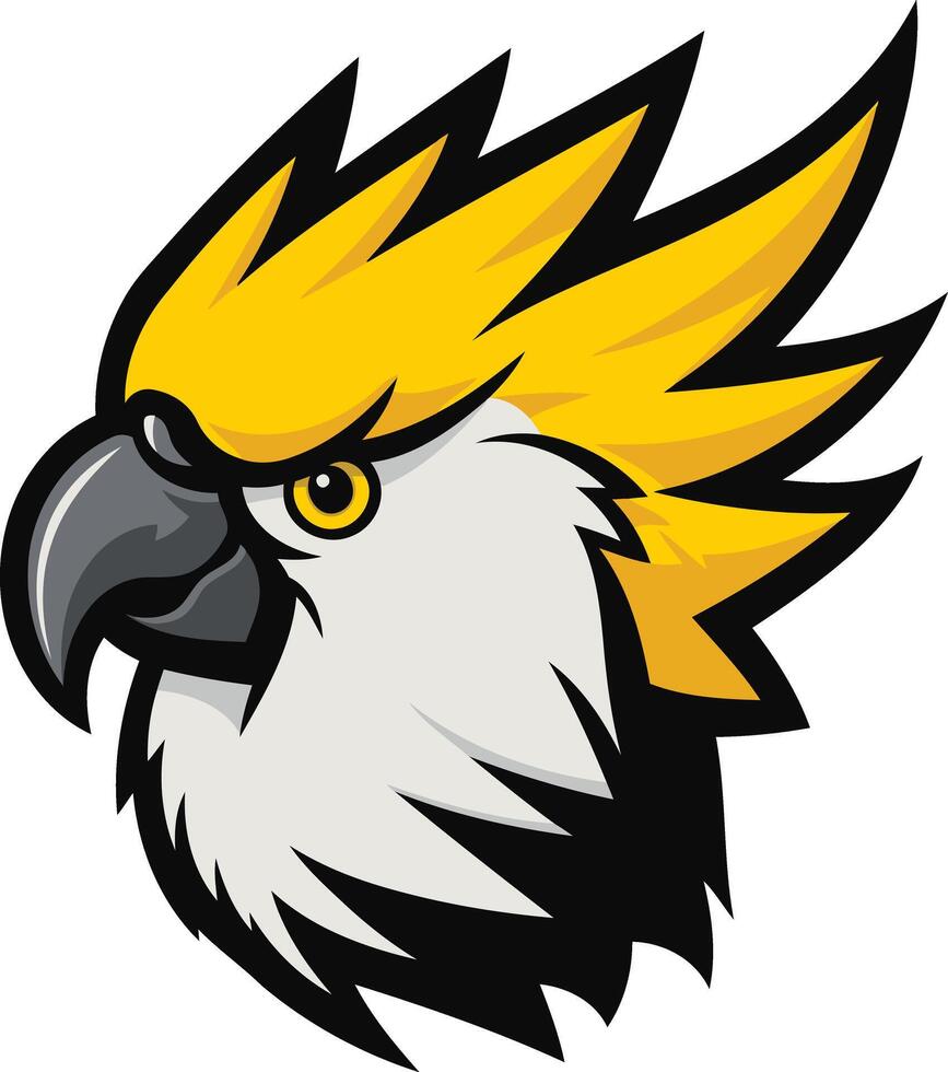Cartoon Portrait of a Yellow Crested Cockatoo vector