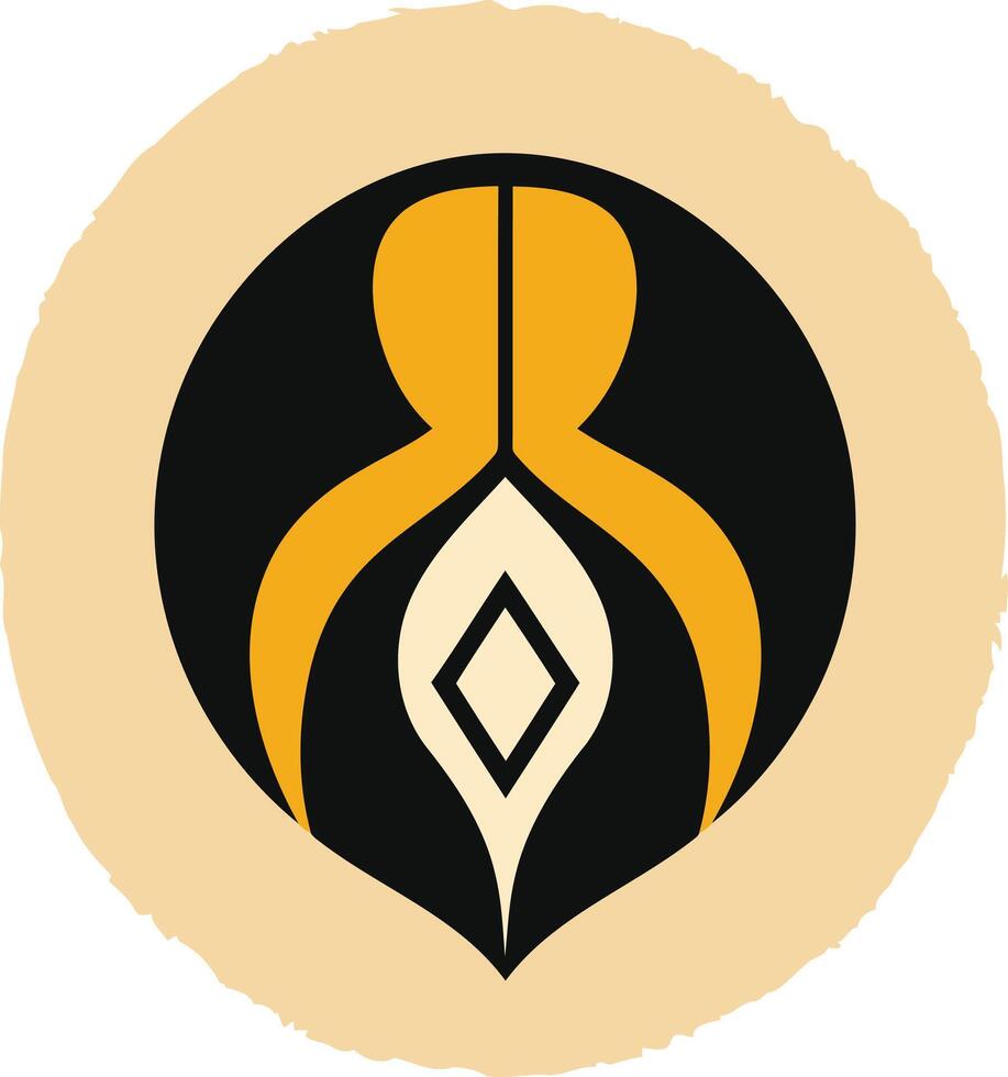 Abstract logo with a circular design featuring a black, yellow, and white pattern vector