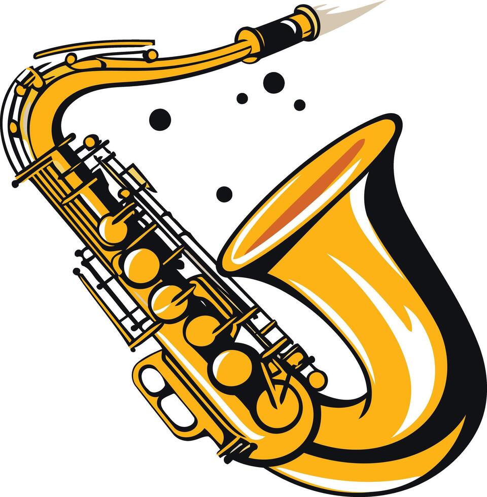 A vibrant illustration of a saxophone playing a melody, perfect for jazz music, live concerts, and music festivals vector