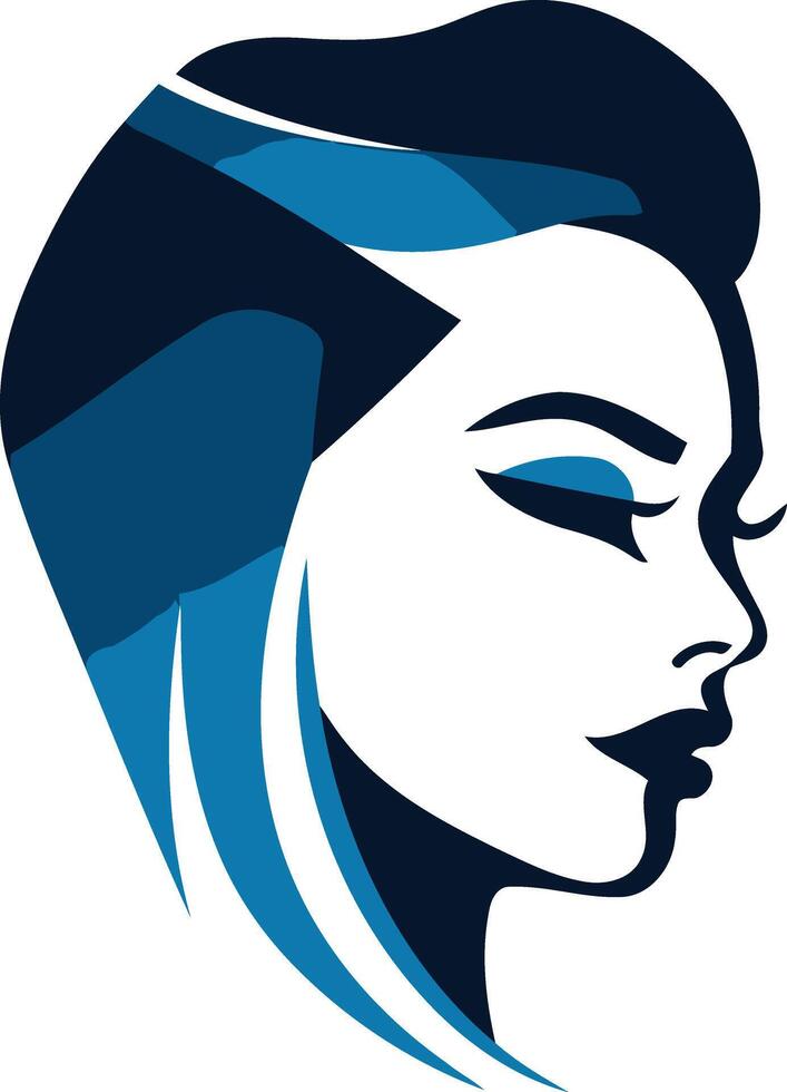 A modern, minimalist logo design featuring a woman's face in profile, emphasizing beauty and elegance vector