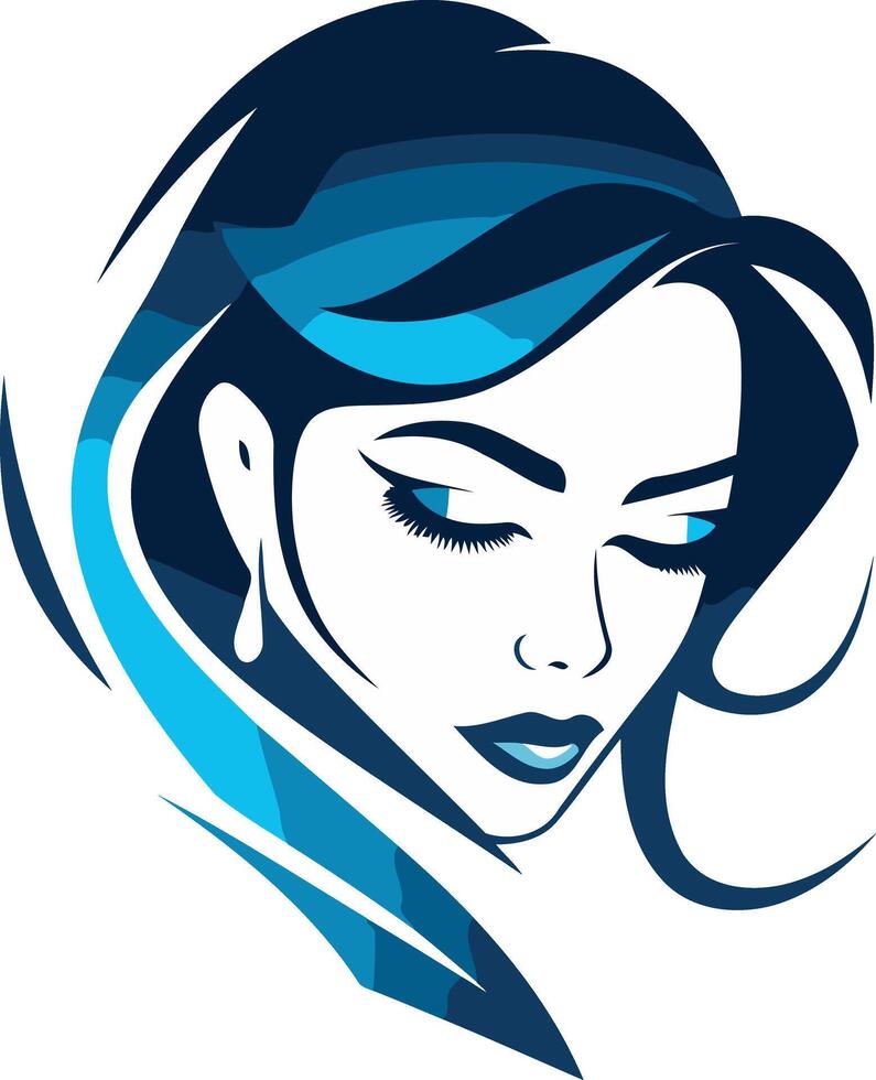 Elegant and stylish logo design featuring a woman's face with flowing hair vector