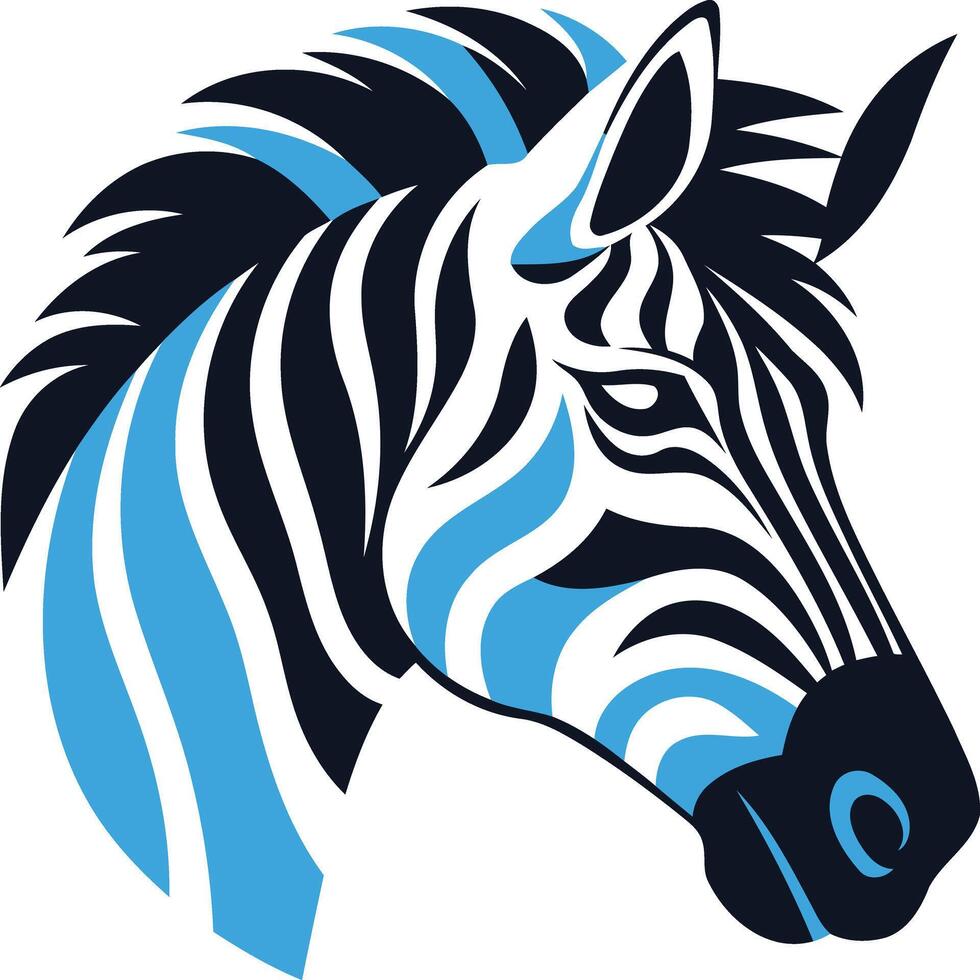 A bold and stylized zebra head logo, perfect for businesses seeking a unique and memorable brand identity vector
