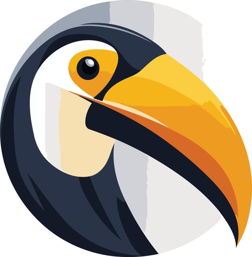 A colorful and stylized toucan head, perfect for branding, logos, and illustrations vector