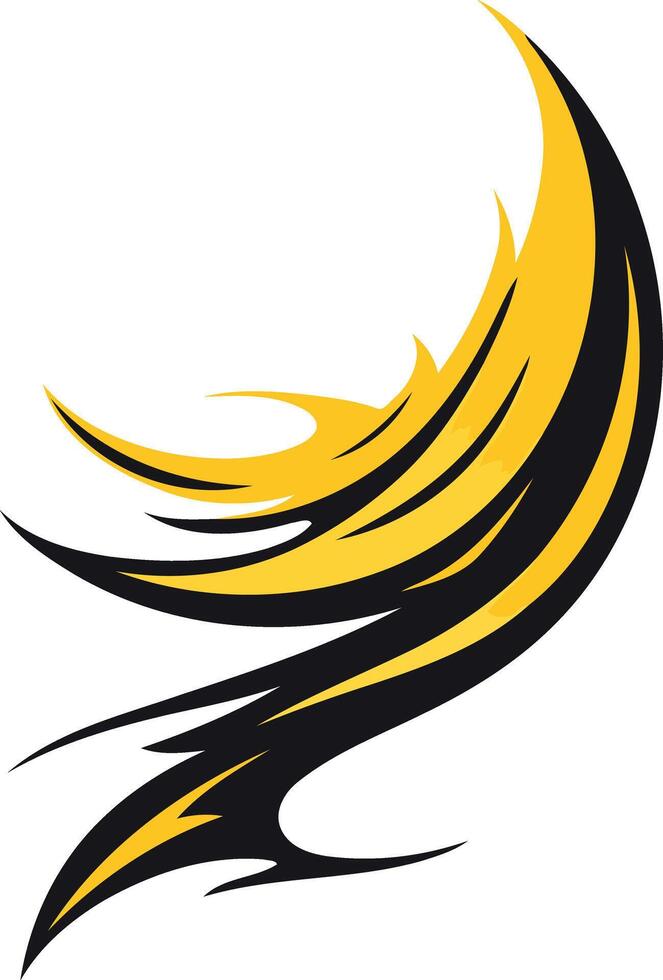 Dynamic abstract logo design with yellow and black flames, perfect for a brand seeking an edgy, bold identity vector