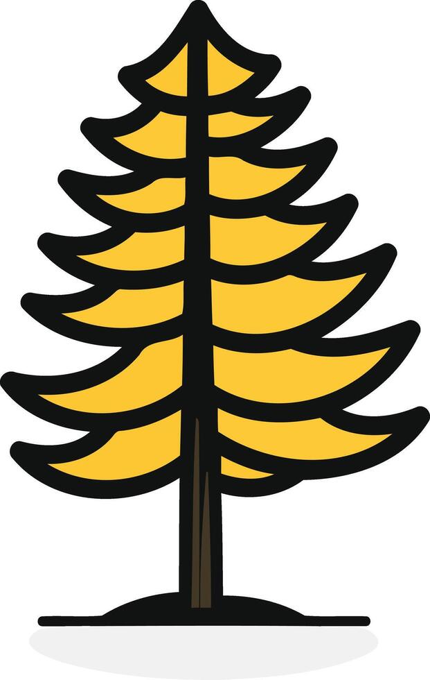A simple and modern line art illustration of a yellow pine tree, perfect for branding, logos, or web design vector