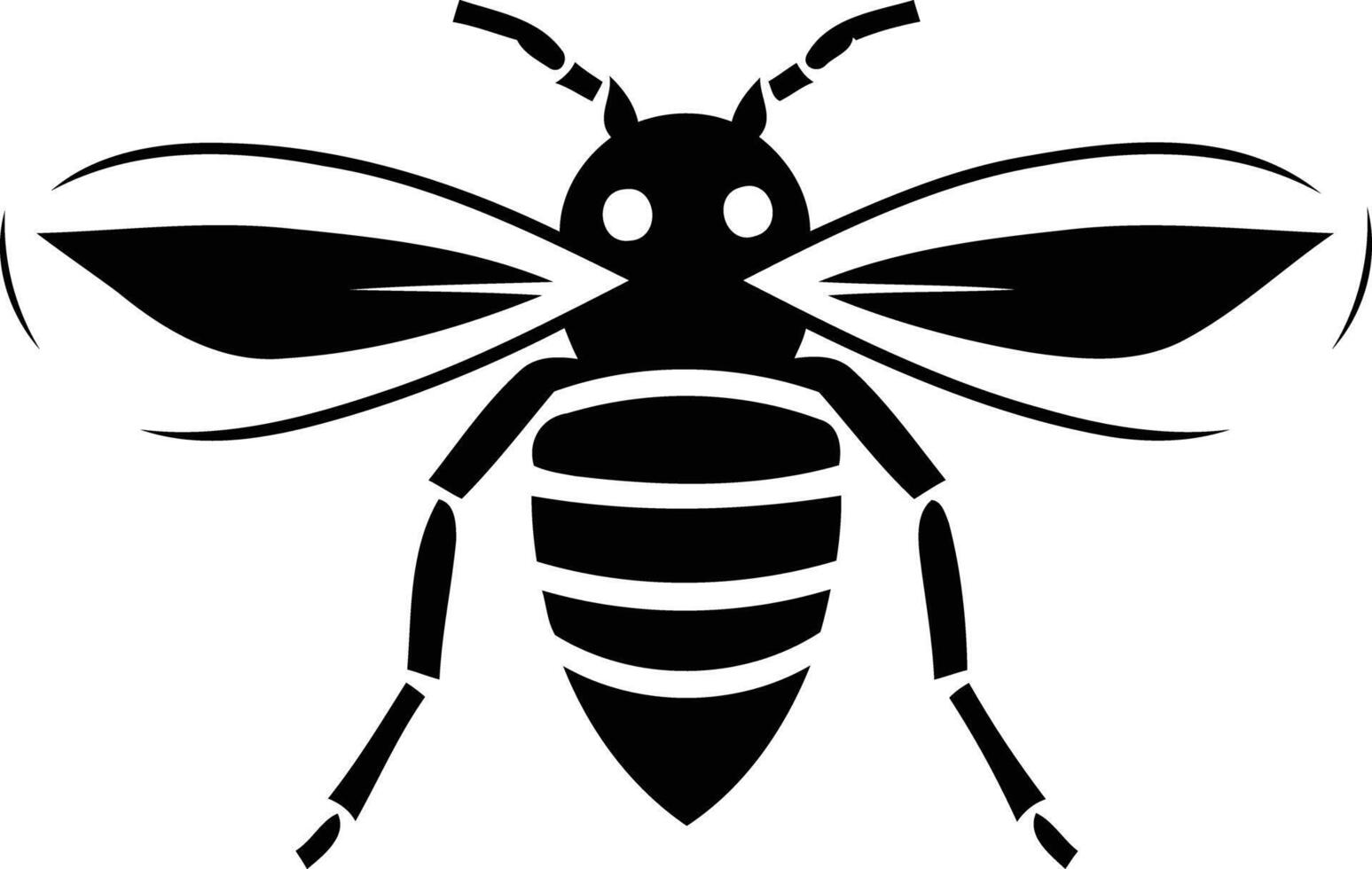 Simple and bold black and white illustration of a bee, perfect for logos, branding, or design projects vector