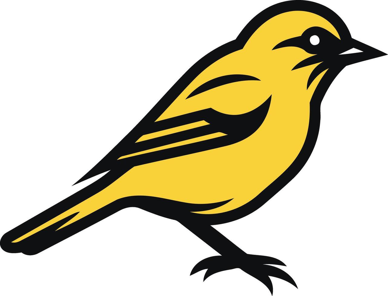 A simple, stylized yellow bird with black outlines, perfect for branding or mascot design vector