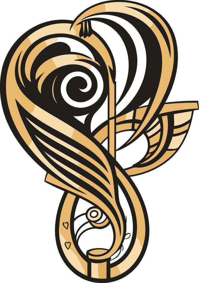 Abstract Treble Clef with Heart Shaped Design vector