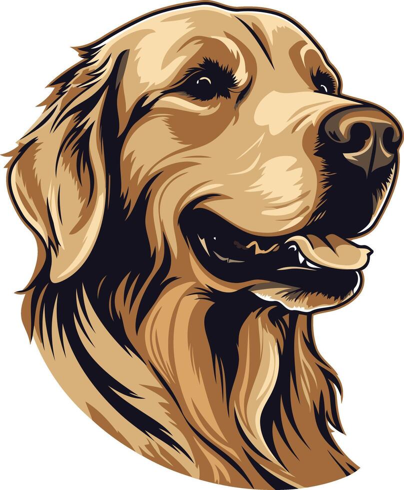 Golden Retriever Portrait in a Cartoon Style vector