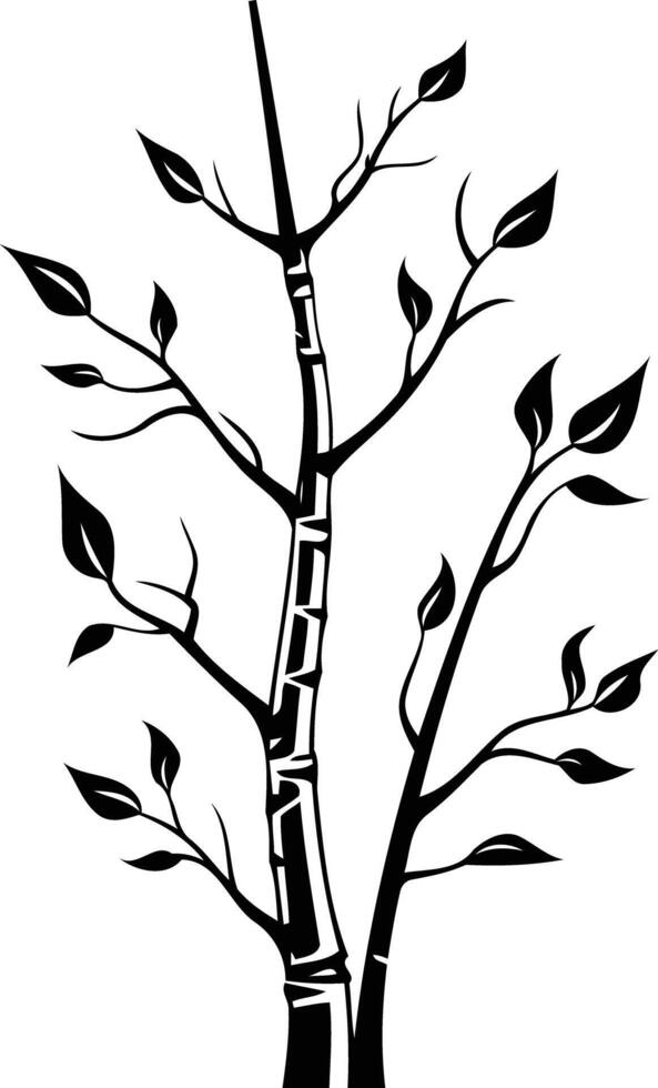 Simple, elegant black and white illustration of a stylized tree vector
