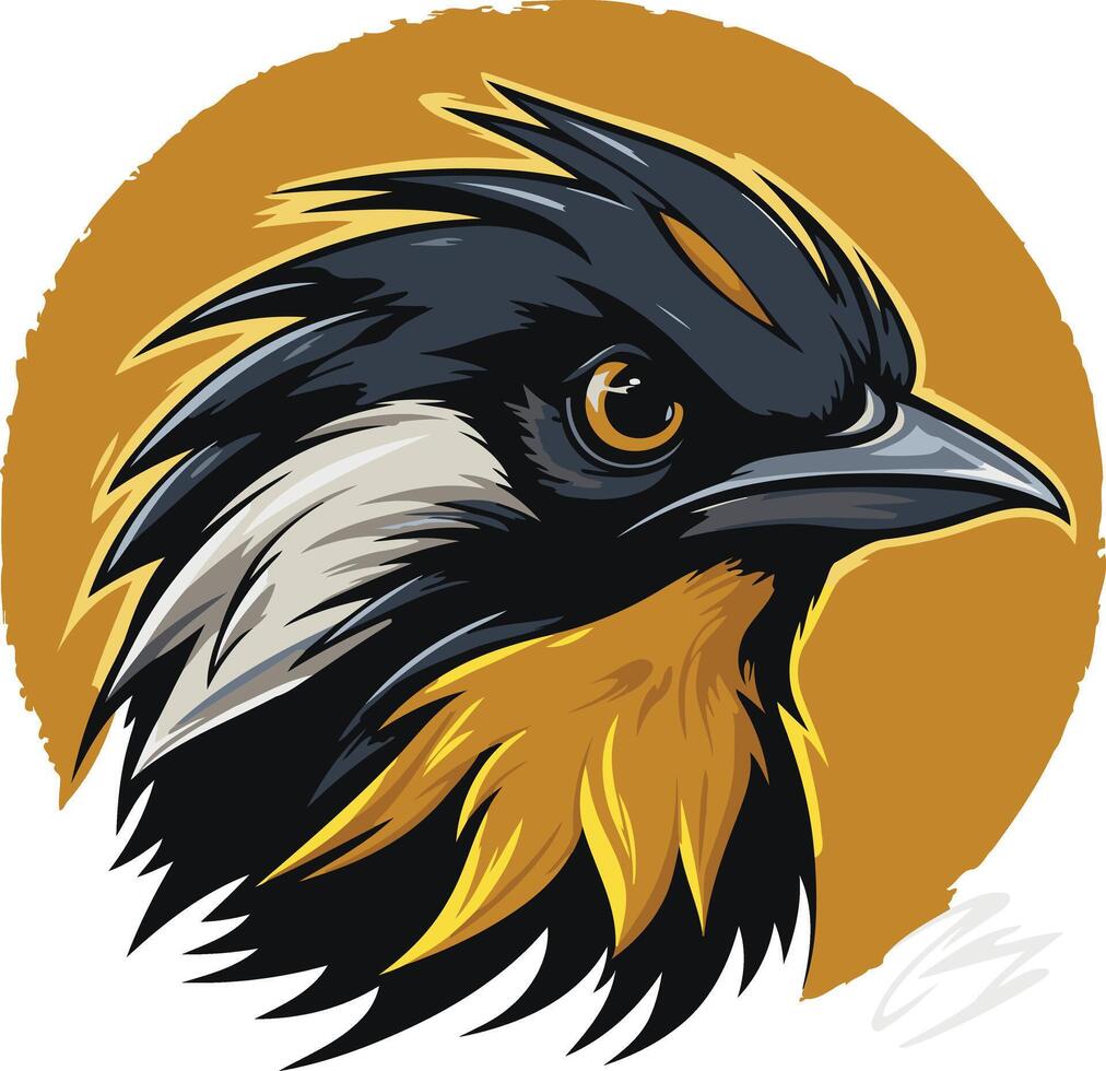 A powerful and striking illustration of a bird's head, perfect for logos, branding, or as a graphic element for any design project vector