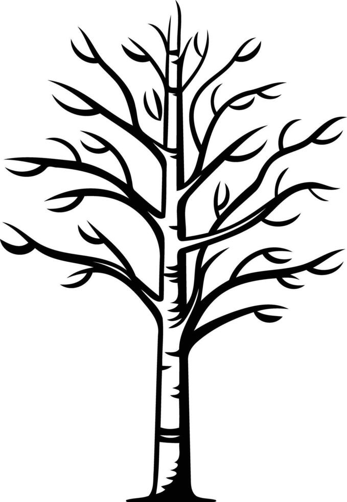 Simple black and white illustration of a bare tree silhouette, perfect for minimalist design projects or nature-themed branding vector