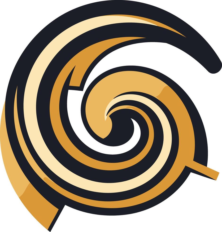 Abstract logo design featuring a swirling, dynamic pattern in gold and black vector