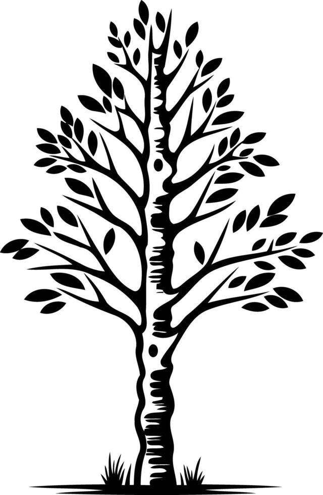 Simple black and white silhouette of a tree, perfect for minimalist designs and logos vector