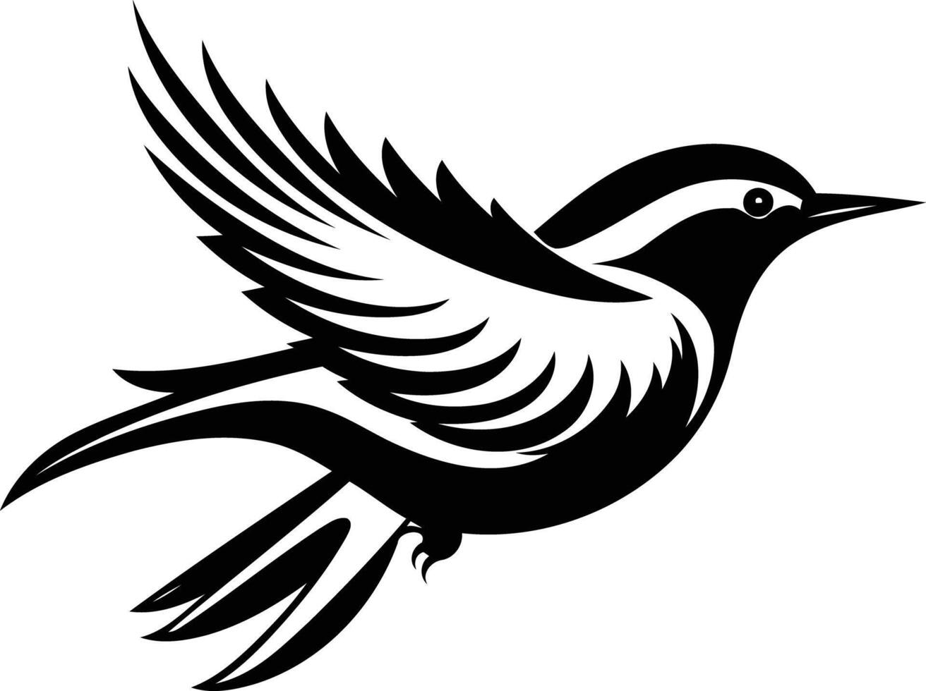 A striking black and white illustration of a bird in flight vector