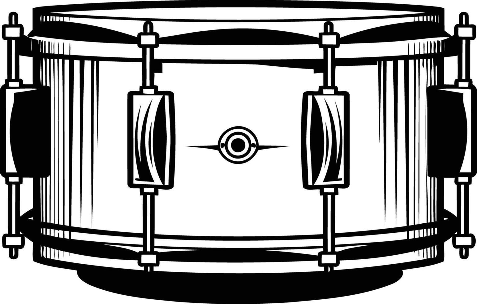 Black and white illustration of a snare drum, perfect for music, rock, or band design projects vector