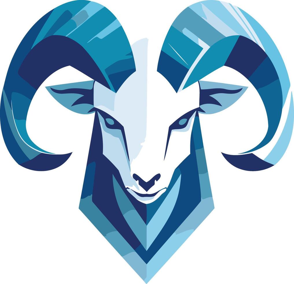 A bold and stylized ram head logo, perfect for a sports team, brand or company seeking a strong and confident visual identity vector