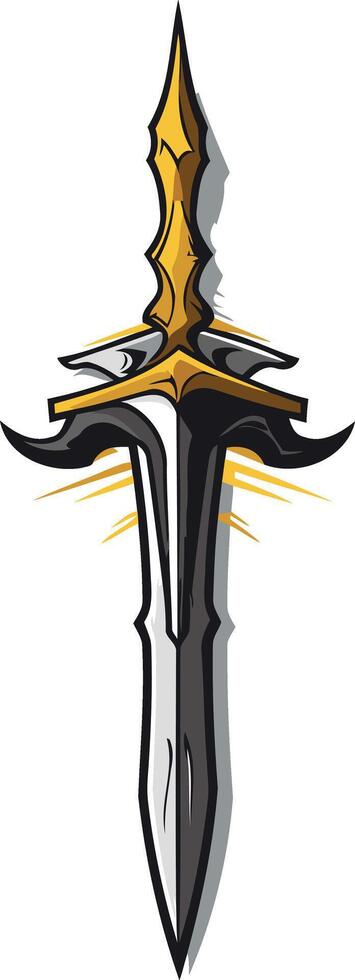 A stylized sword with a golden hilt, radiating light, perfect for logos, gaming, and fantasy designs vector