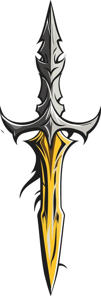 A stylized dagger with a gold blade and silver hilt, perfect for logo design, branding, or graphic design projects that require a bold, powerful image vector
