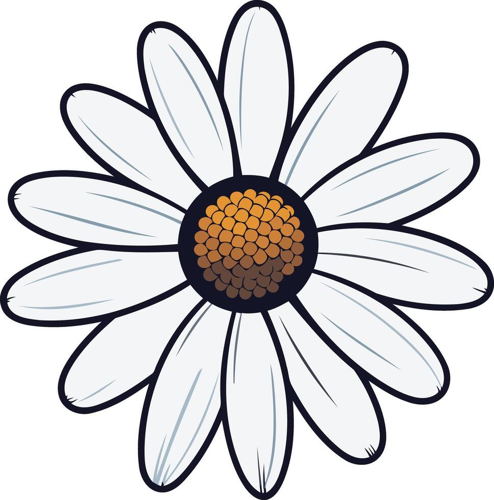 A simple and elegant white daisy flower illustration, perfect for adding a touch of nature and innocence to your designs vector
