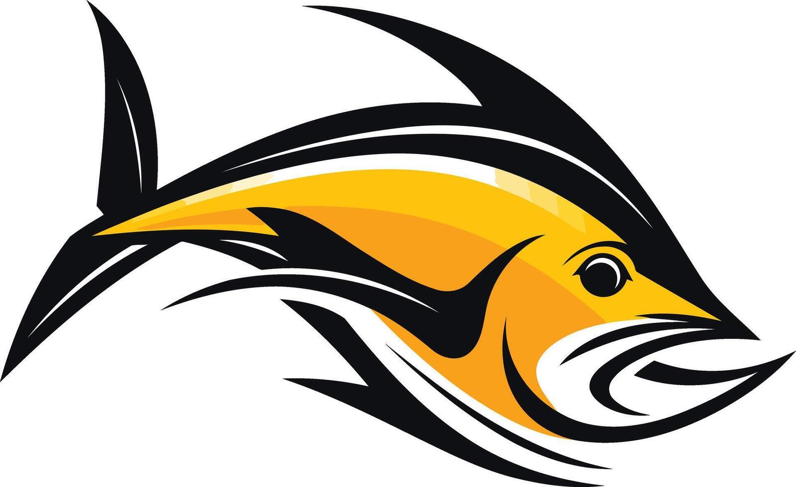 A stylized fish logo in black and yellow, perfect for fishing businesses, marine organizations, or sports teams vector
