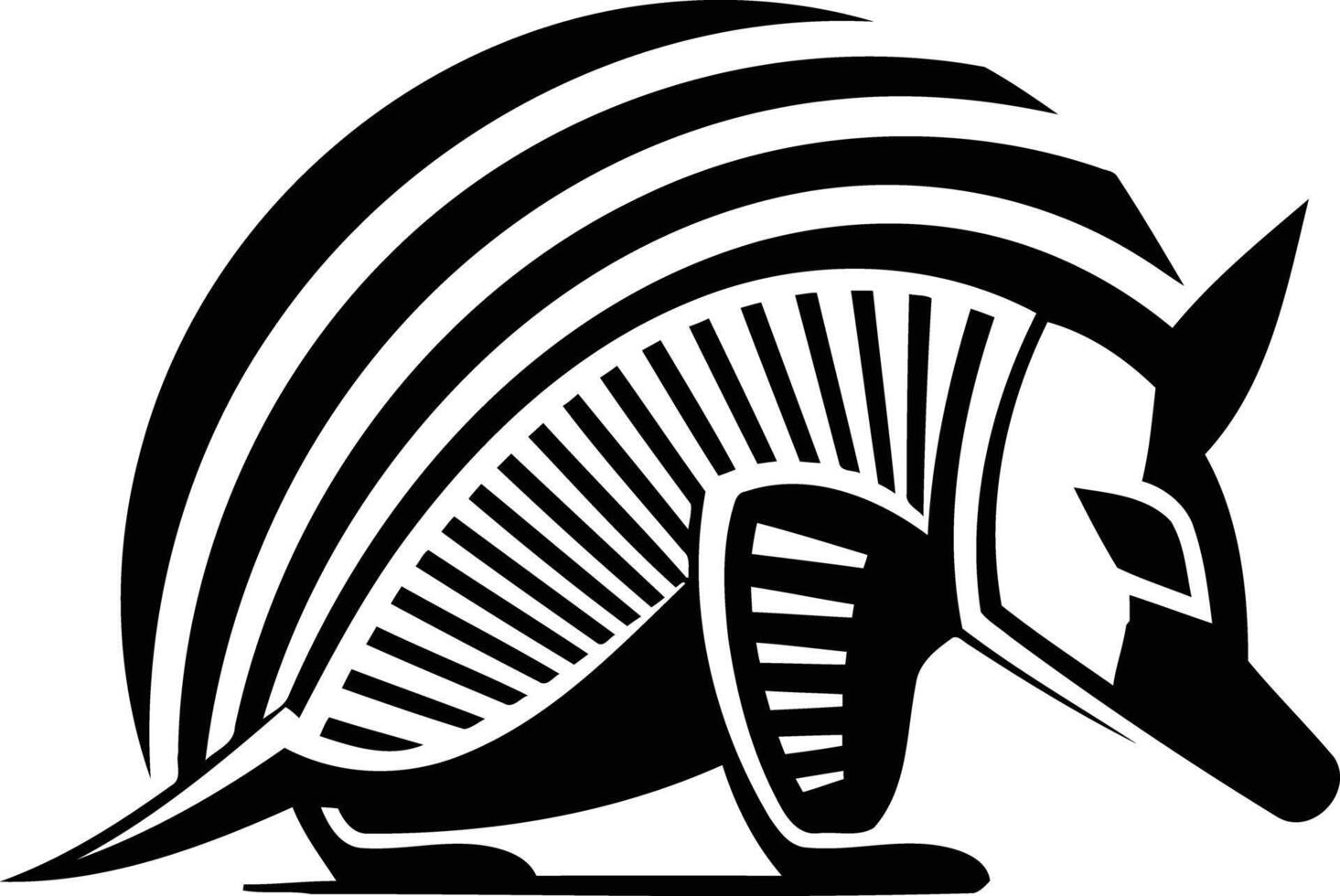 A bold, black and white, stylized illustration of an armadillo, perfect for creating impactful logos, branding, or design elements vector