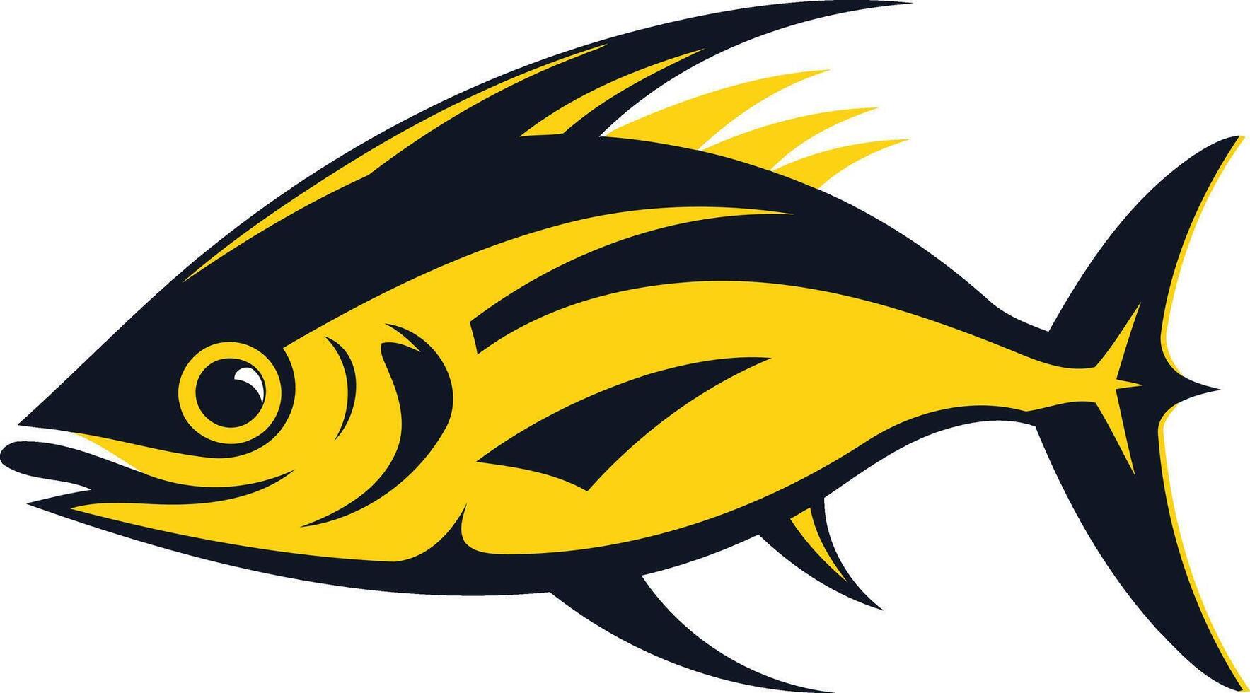 Stylized yellow and blue fish illustration, perfect for branding, logos, and marine-themed designs vector