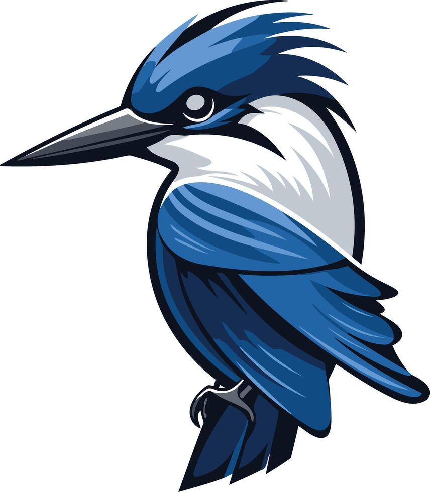 A vibrant blue kingfisher bird illustration, perfect for branding, logos, or nature-themed designs vector