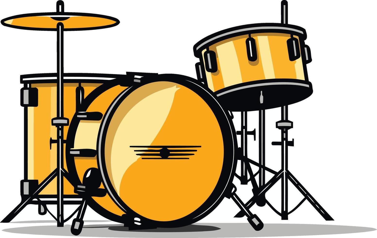 A simple, colorful illustration of a drum set vector