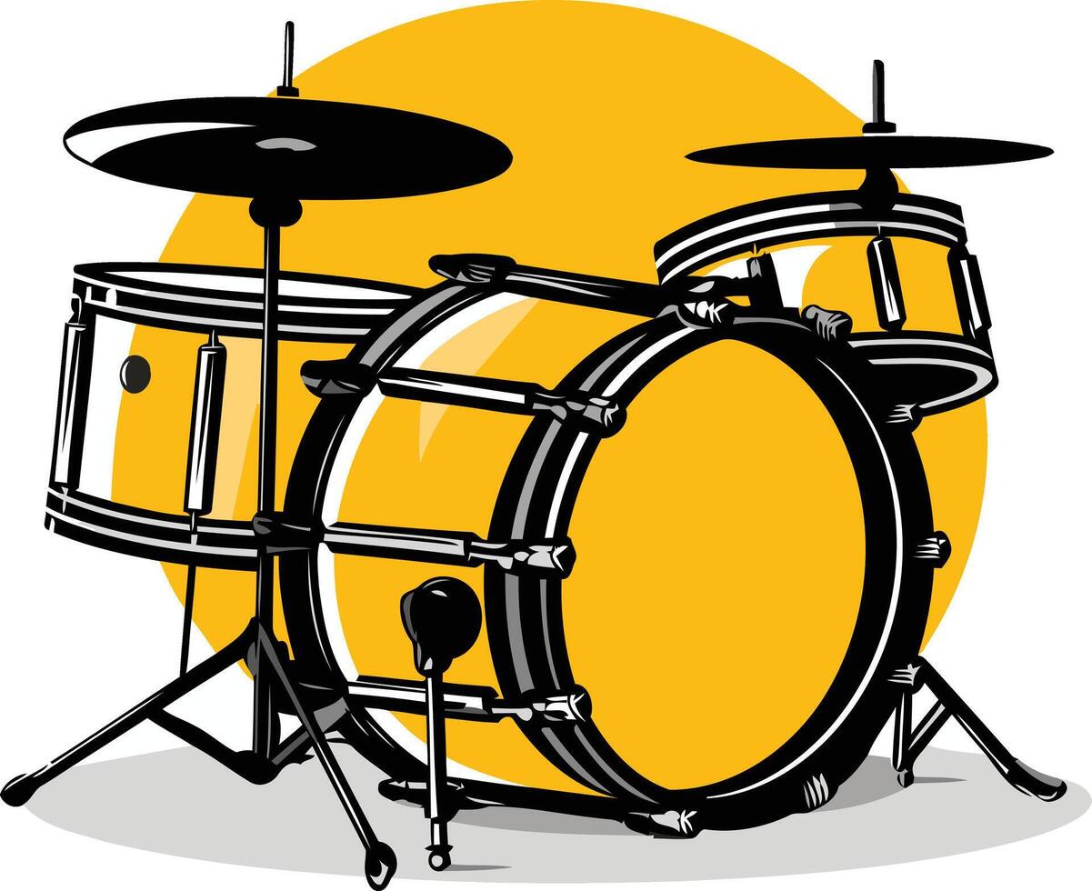 A simple yet iconic illustration of a drum set, perfect for music-related designs, websites, and branding vector