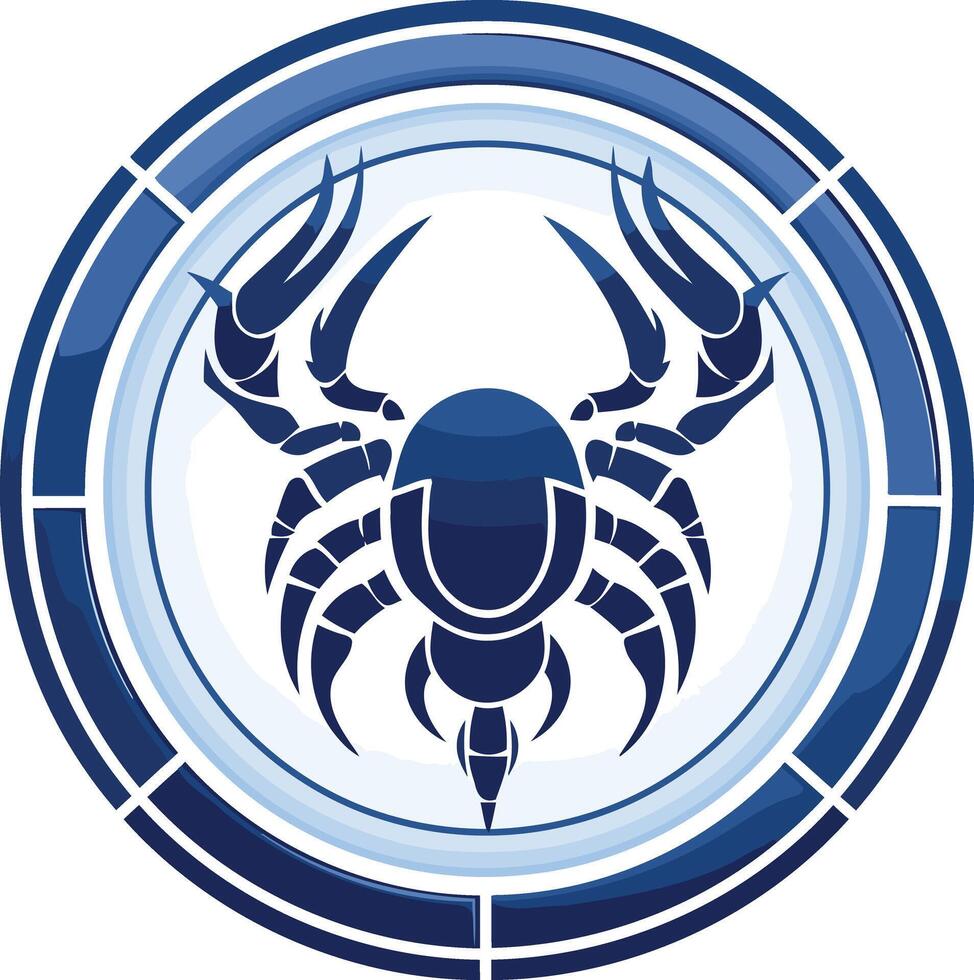 A stylized blue crab in a circular frame, perfect for branding, websites, and social media vector
