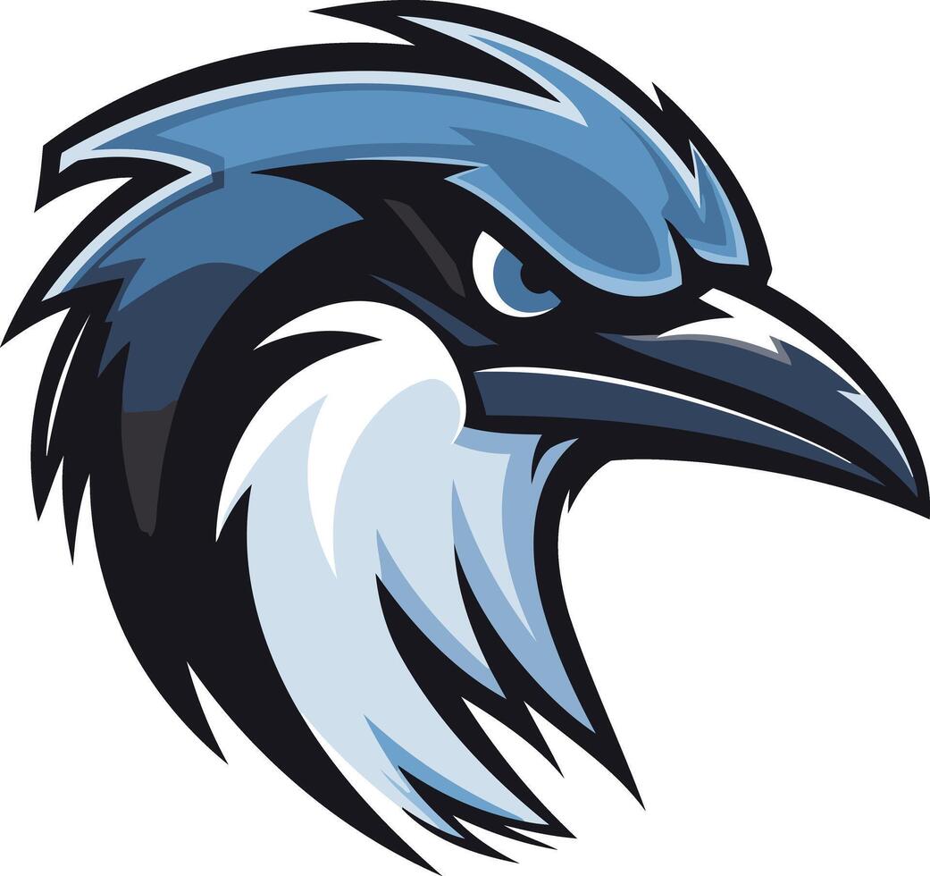 Powerful and dynamic blue jay mascot head logo, perfect for sports teams, schools, and businesses vector