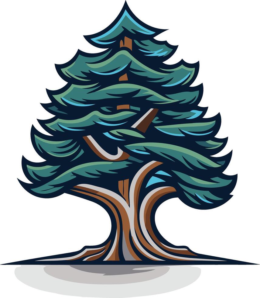 A strong and majestic evergreen tree, perfect for logos, branding, or environmental designs vector
