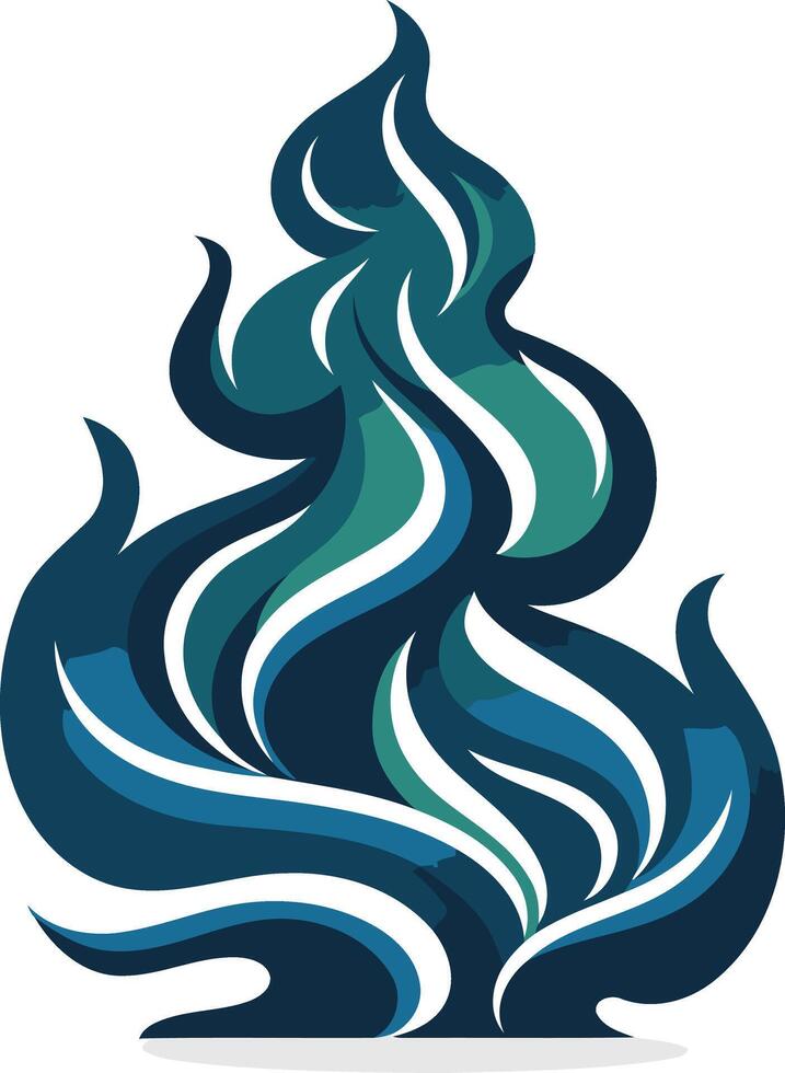 Abstract flame design in teal and blue colors vector