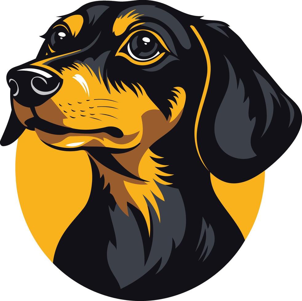 A charming illustration of a black and tan dachshund, perfect for pet-related businesses, animal lovers, and dog breed enthusiasts vector