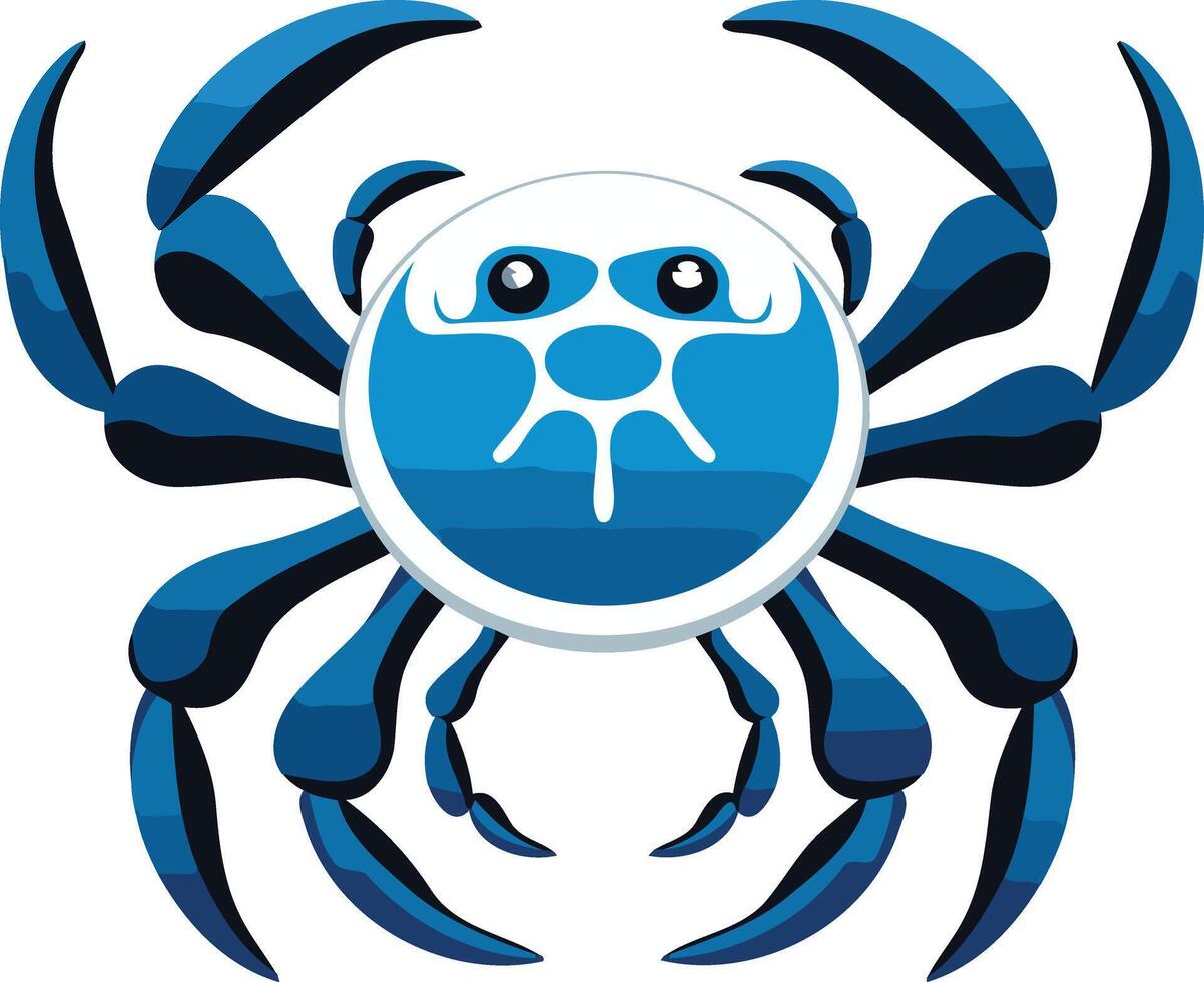 Cute cartoon crab logo design with a blue and white color scheme vector