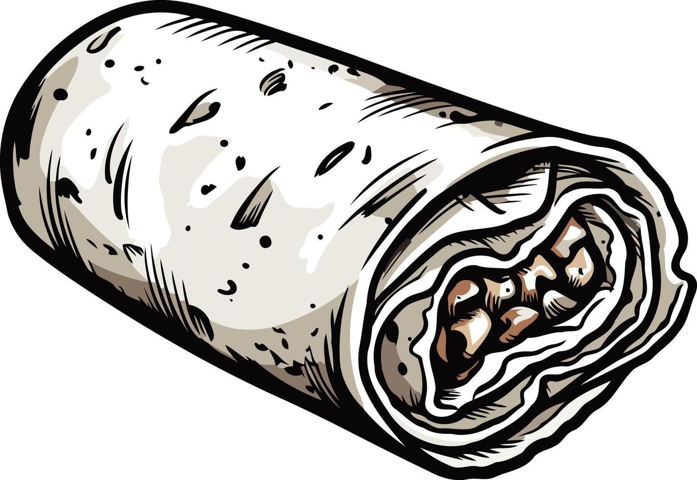 Cartoon Illustration of a Rolled Up Burrito vector