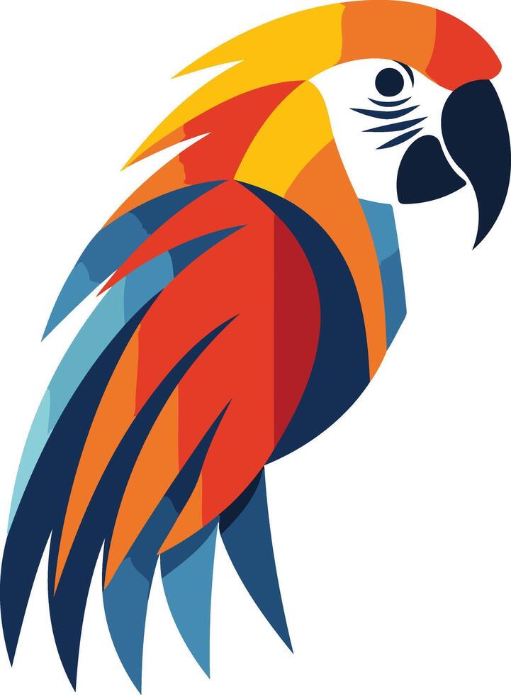 Vibrant and stylized illustration of a parrot, perfect for tropical designs, logos, or branding vector