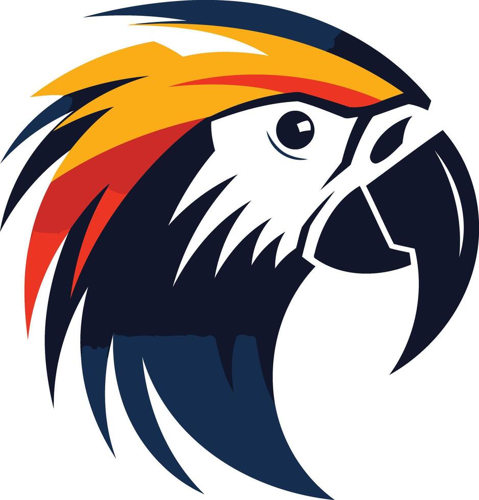 Bold and dynamic parrot head logo design, perfect for businesses seeking a vibrant and memorable brand identity vector