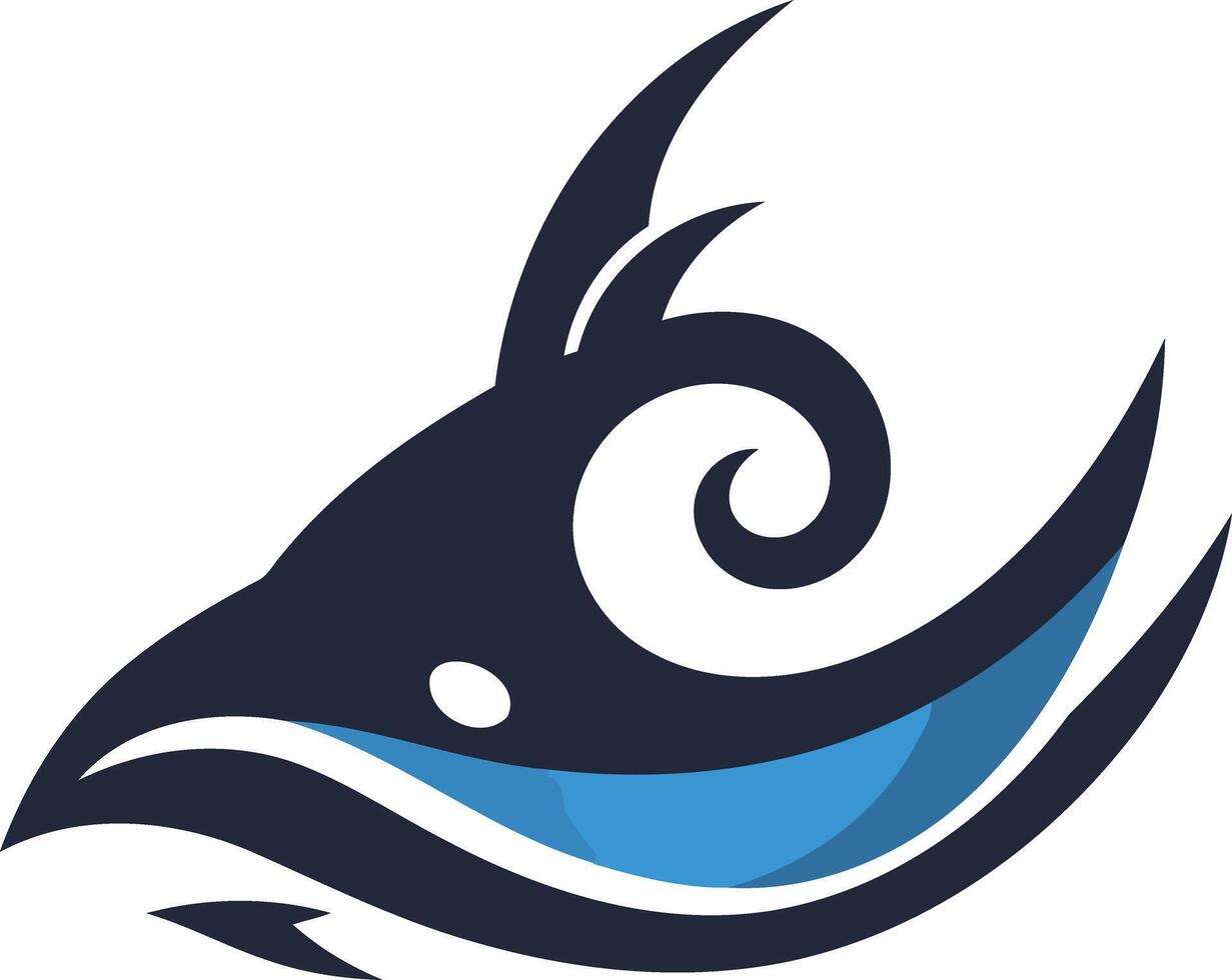 Abstract logo design featuring a stylized fish leaping out of water, perfect for a marine-related business or organization vector