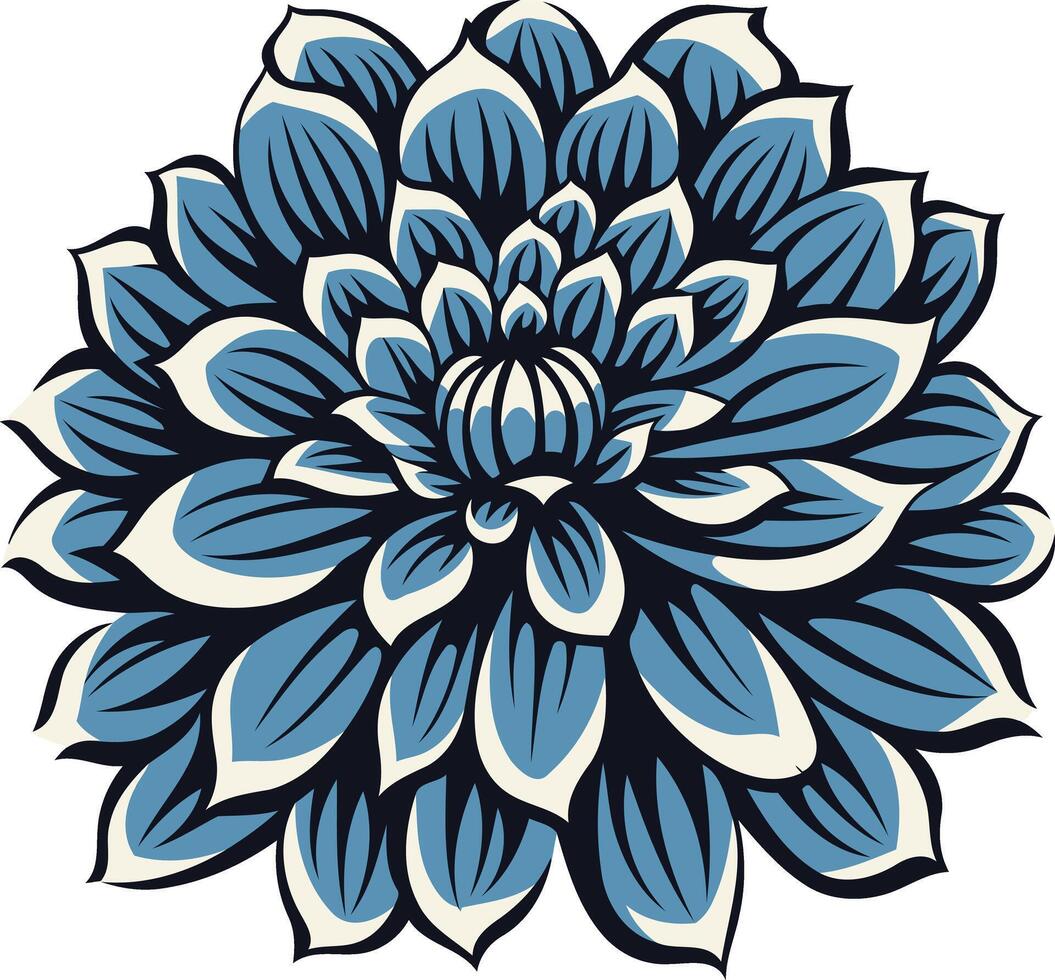 A vibrant blue and white stylized floral design, perfect for branding, patterns, and textile designs vector