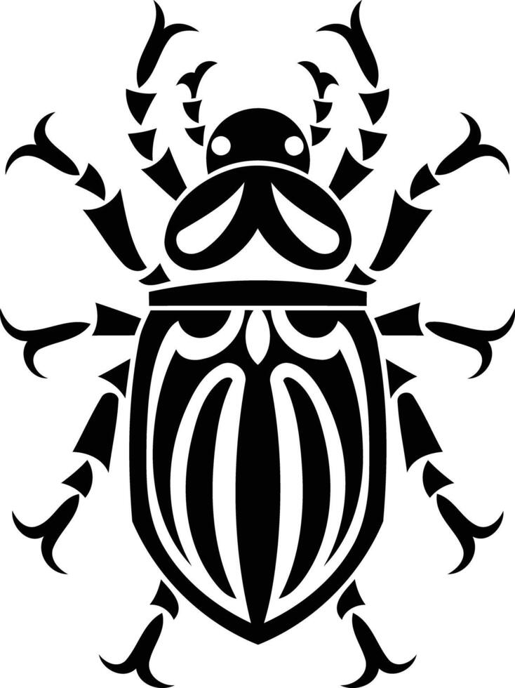 A stylized, tribal-inspired beetle illustration perfect for tattoo designs, t-shirts, and other creative projects vector