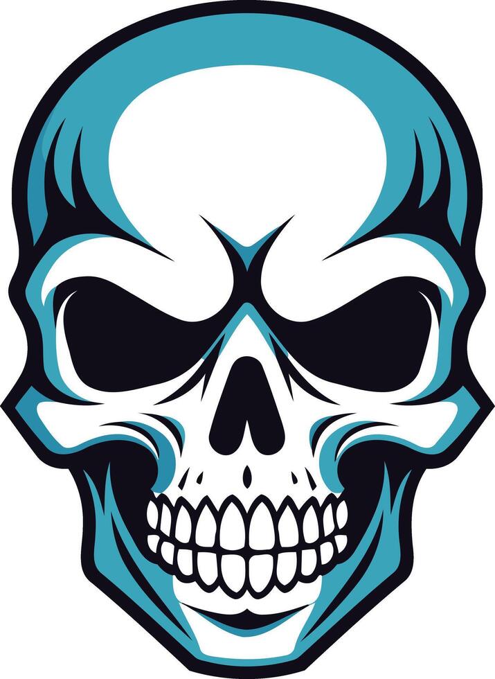 A menacing blue and white skull illustration, perfect for adding a touch of danger and coolness to your design projects vector