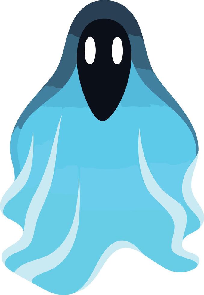 A friendly, blue cartoon ghost with big eyes, perfect for halloween or spooky themed designs vector